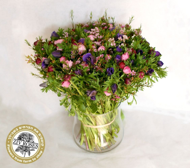 זר פרחי שדה טיפות הגשם